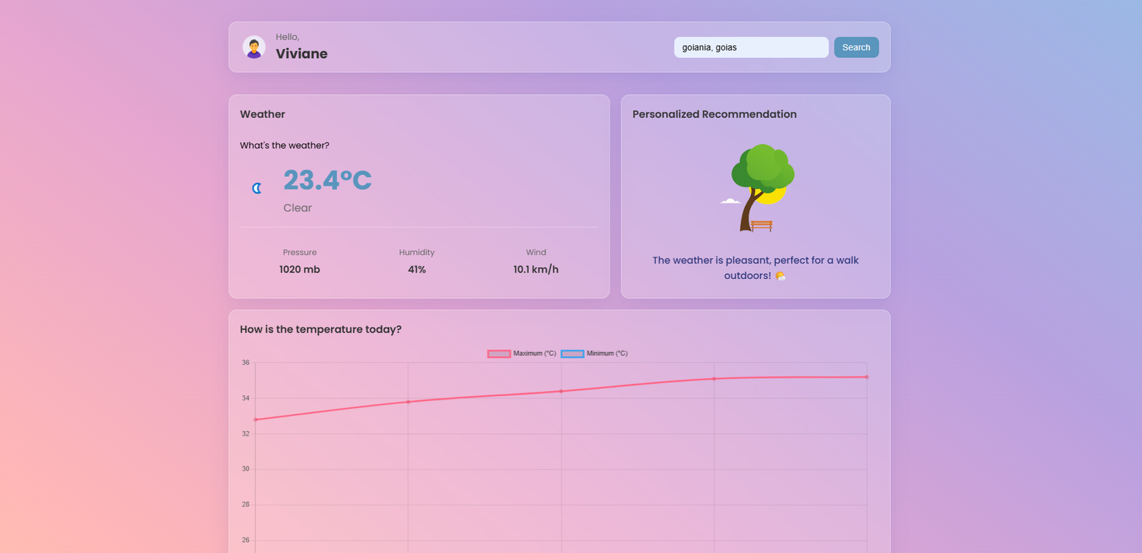 Screenshot of the Weather Dashboard